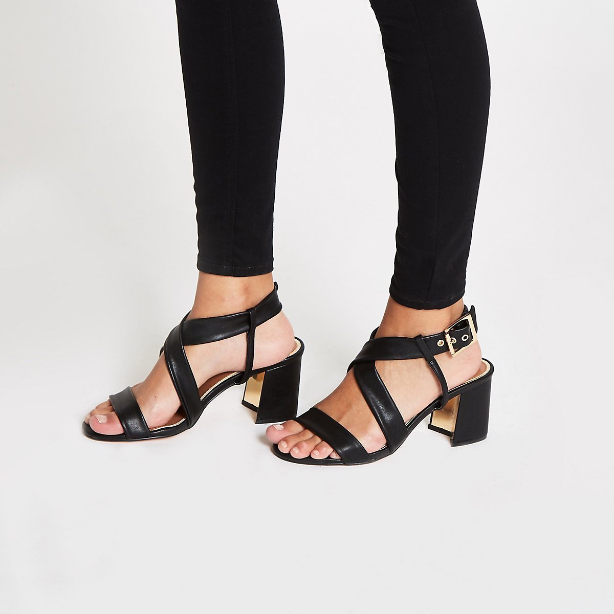 Yellow tie strap block heel sandals