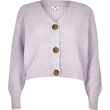 A Lilac horn button knit cardigan