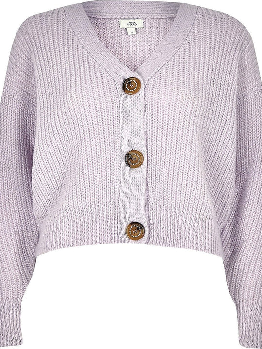 A Lilac horn button knit cardigan