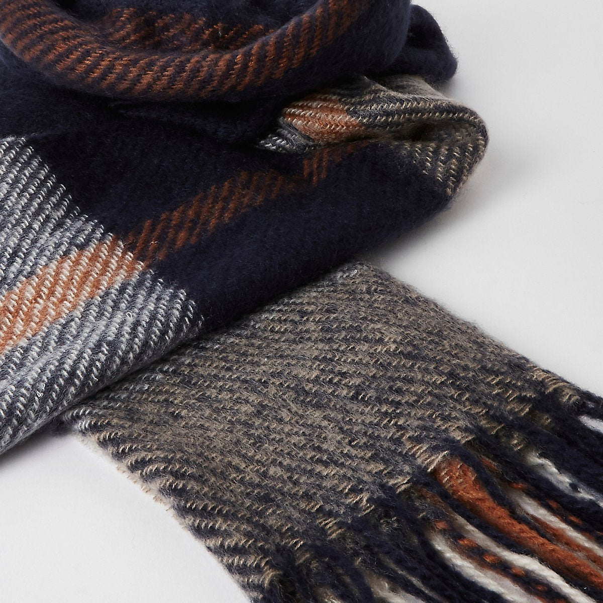 Navy check scarf