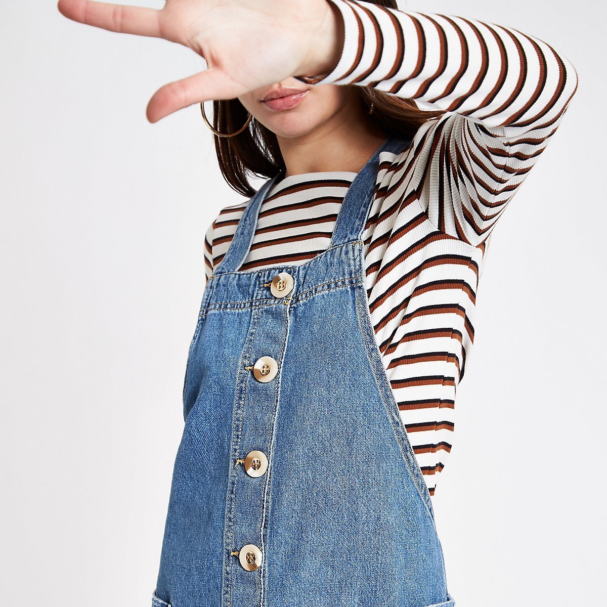 Brown zebra print dungaree dress