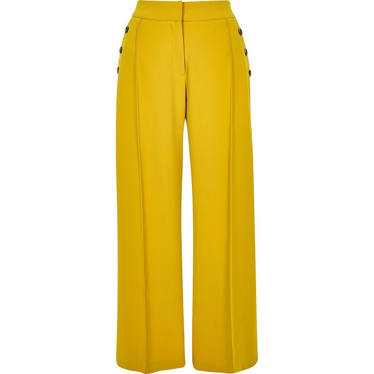 Yellow button wide leg trousers