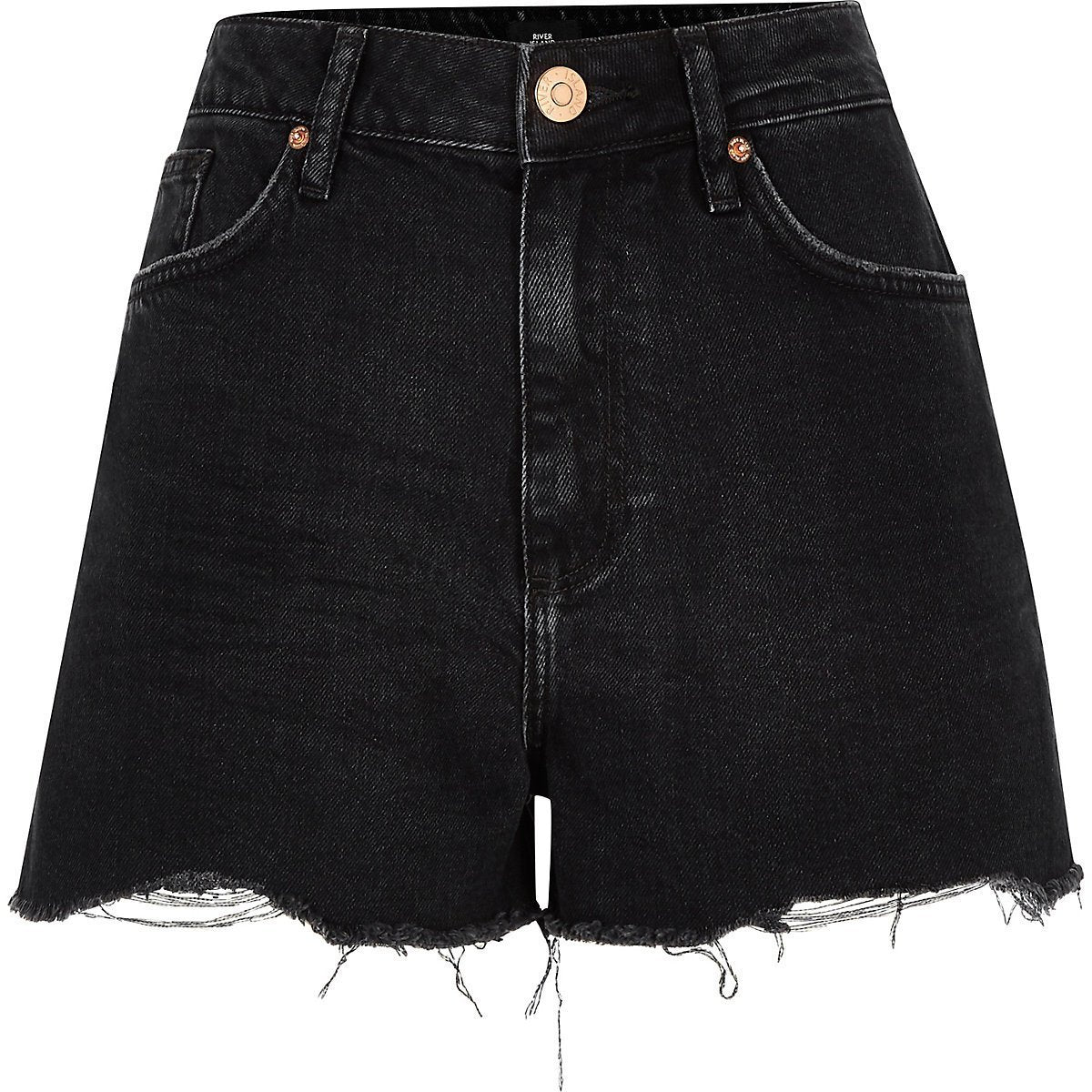 Black Annie washed high waist denim shorts