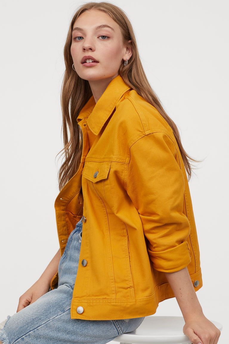 Dark yellow cropped denim jacket