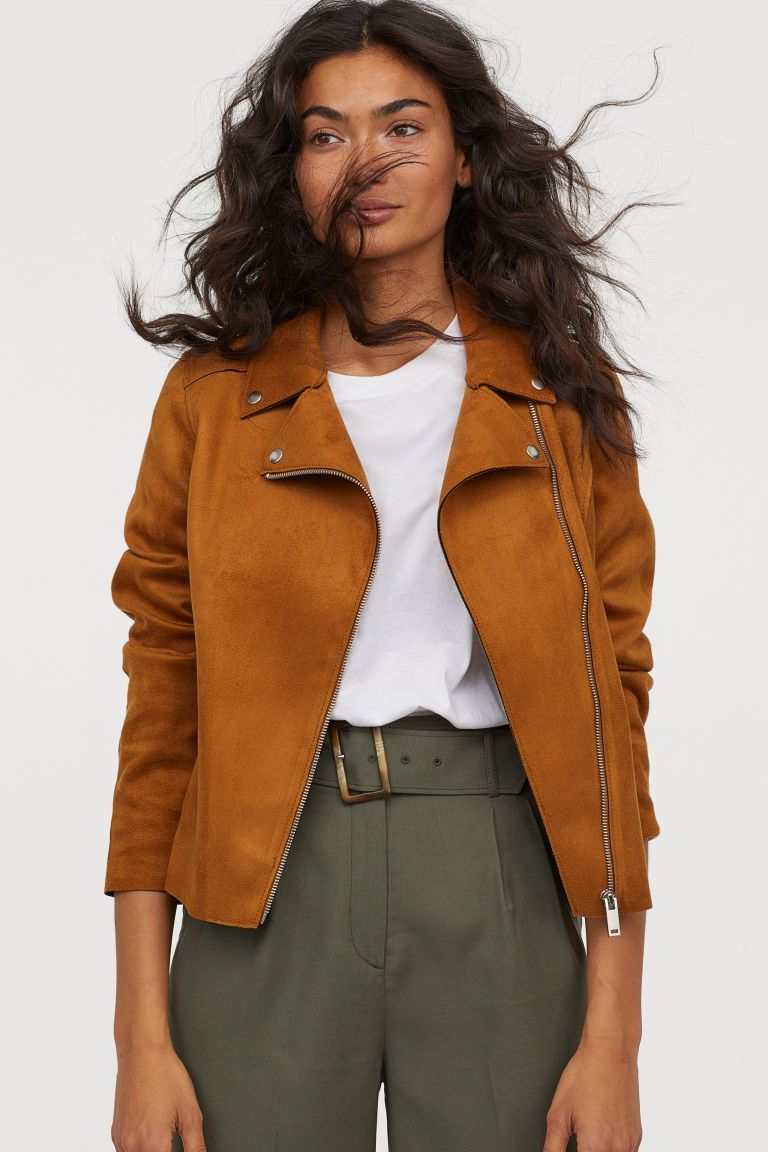 Tan suede biker jacket