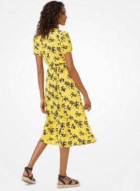 Botanical-Print Crepe Dress